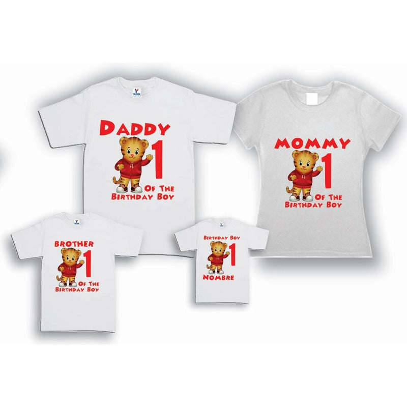 Pkt 4 Playeras El Tigre Daniel Papa, Mama, Familia Infantil