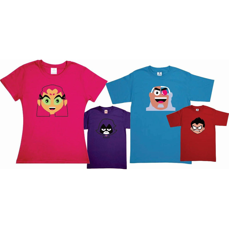 Pkt 4 Playeras Teen Titans Familia Evento Papa Mama Hijos