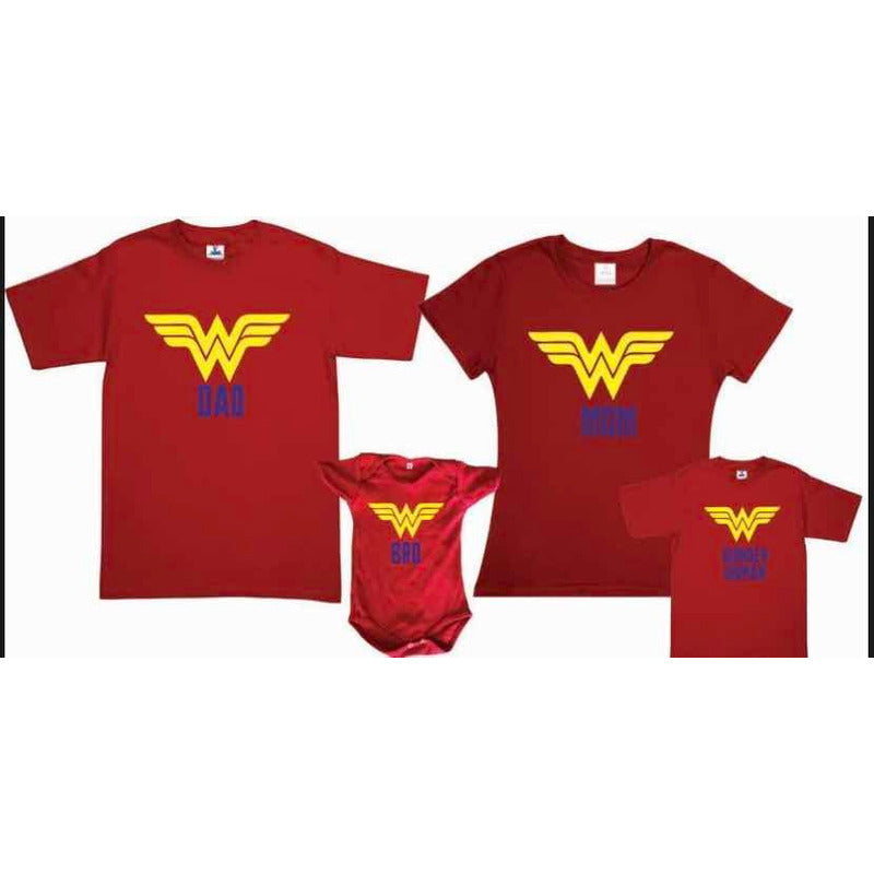 Pkt 3 Playeras Wonder Woman Familia Mujer Maravilla