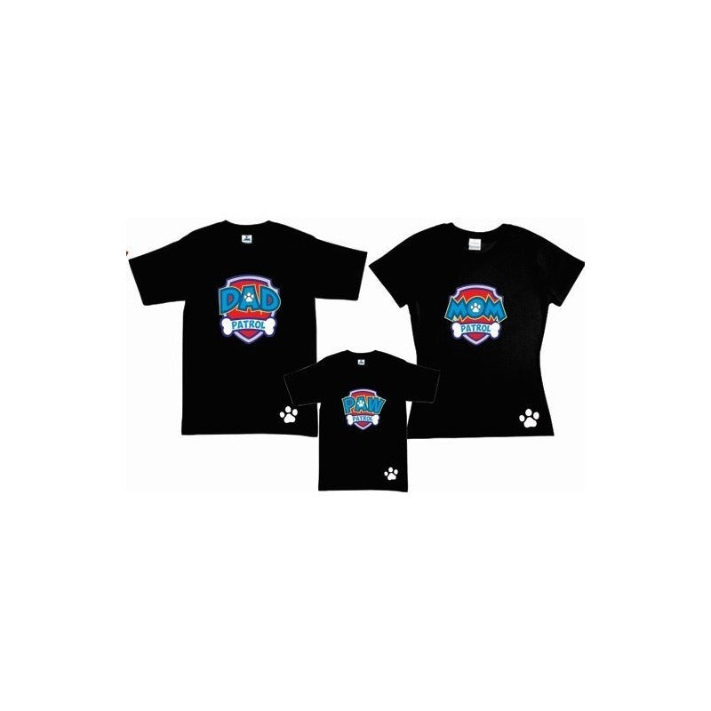 Pkt 5 Playeras Paw Patrol Papa, Mama, Familia Infantil