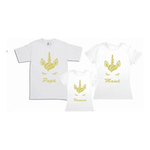 Cargar imagen en el visor de la galería, Pkt 3 Playeras Unicornio Evento Familia Personalizadas Negro