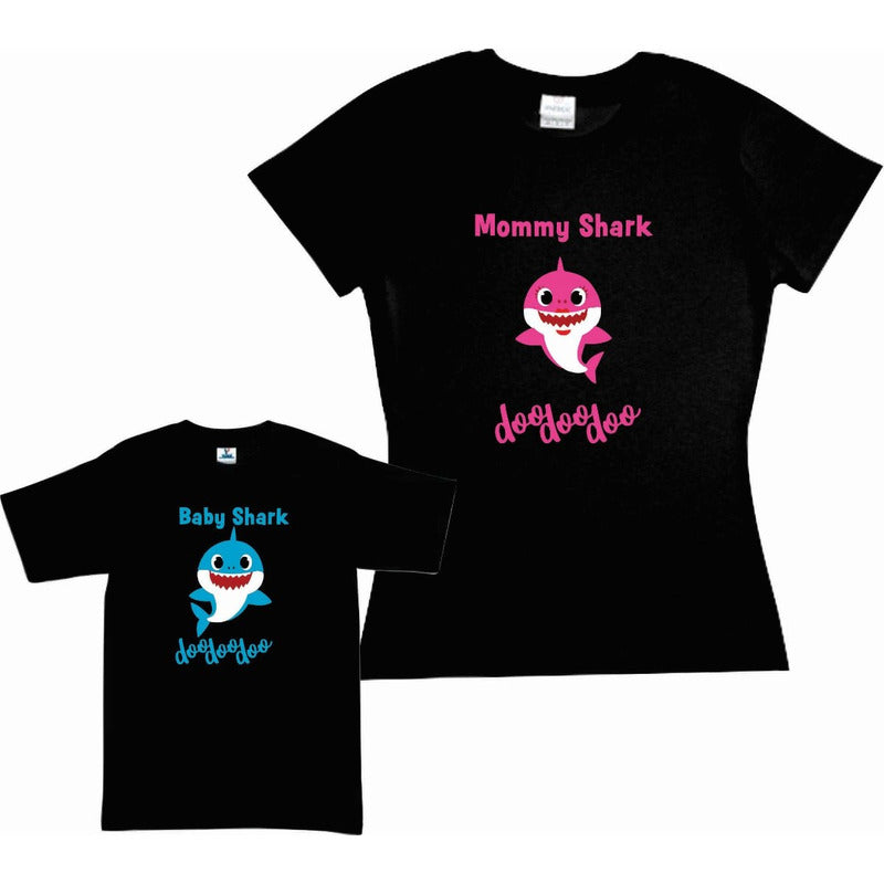 Pkt Baby Shark 2 Playeras Familia Mama Hijos Personaliza Ngr