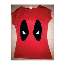 Cargar imagen en el visor de la galería, Playeras Deadpool Dama Mascara Varios Modelos Rojo / Negro