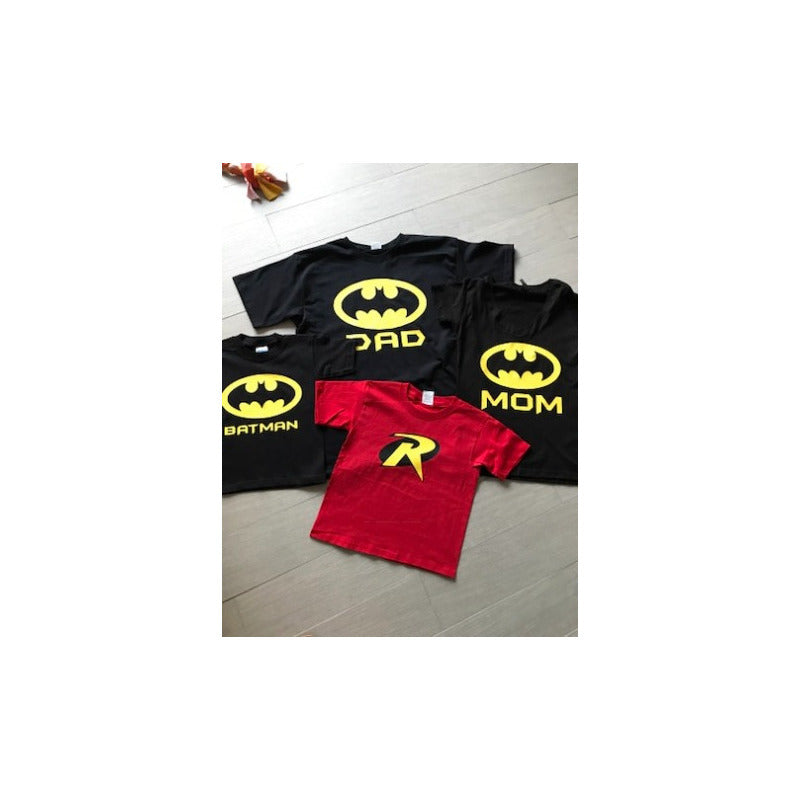 Pkt 4 Playeras Familia Batman Personalizada Evento Fiesta