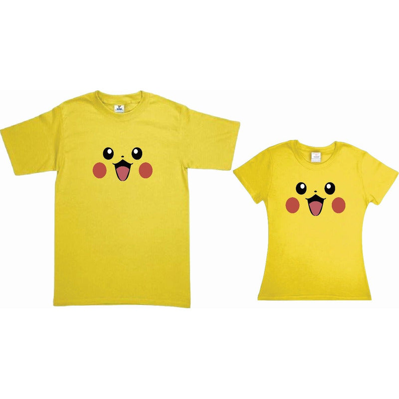 Pkt 2 Playeras Pokemon Pikachu Pareja Familia Evento