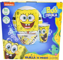 Cargar imagen en el visor de la galería, Bob Esponja Vajilla Bambu 12 piezas para 4 personas