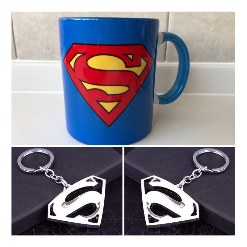 Pkt Taza Y Llavero Superman Regalo Comics