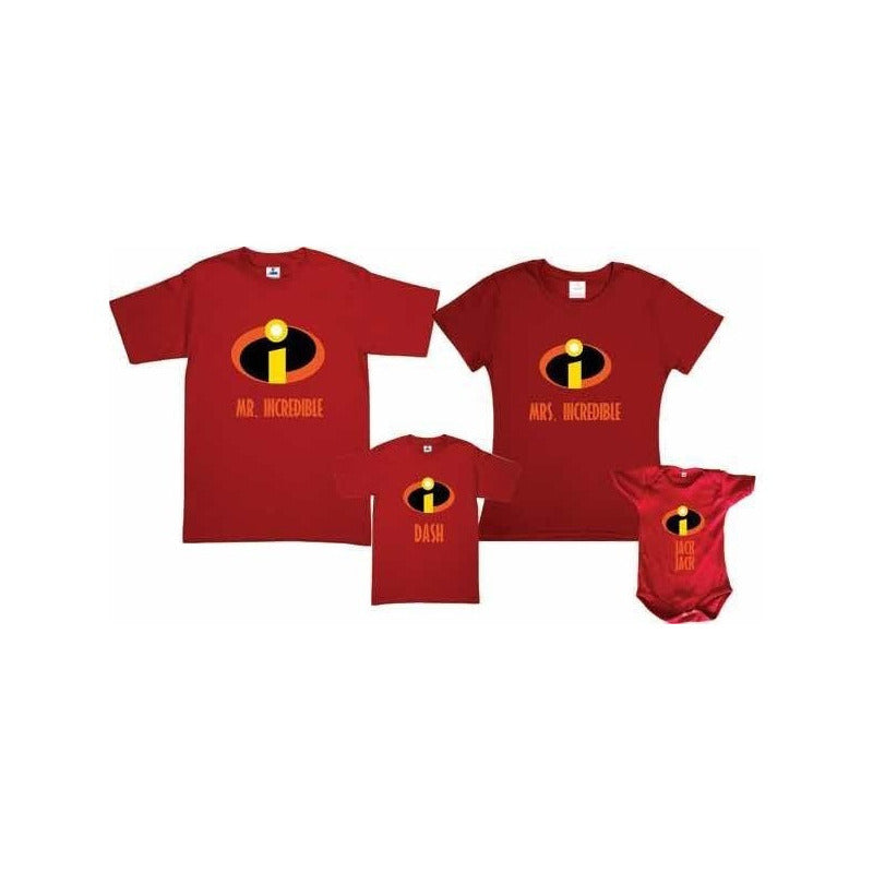 Pkt 4 Playeras Los Increíbles Familia Evento Papa Mama Hijos