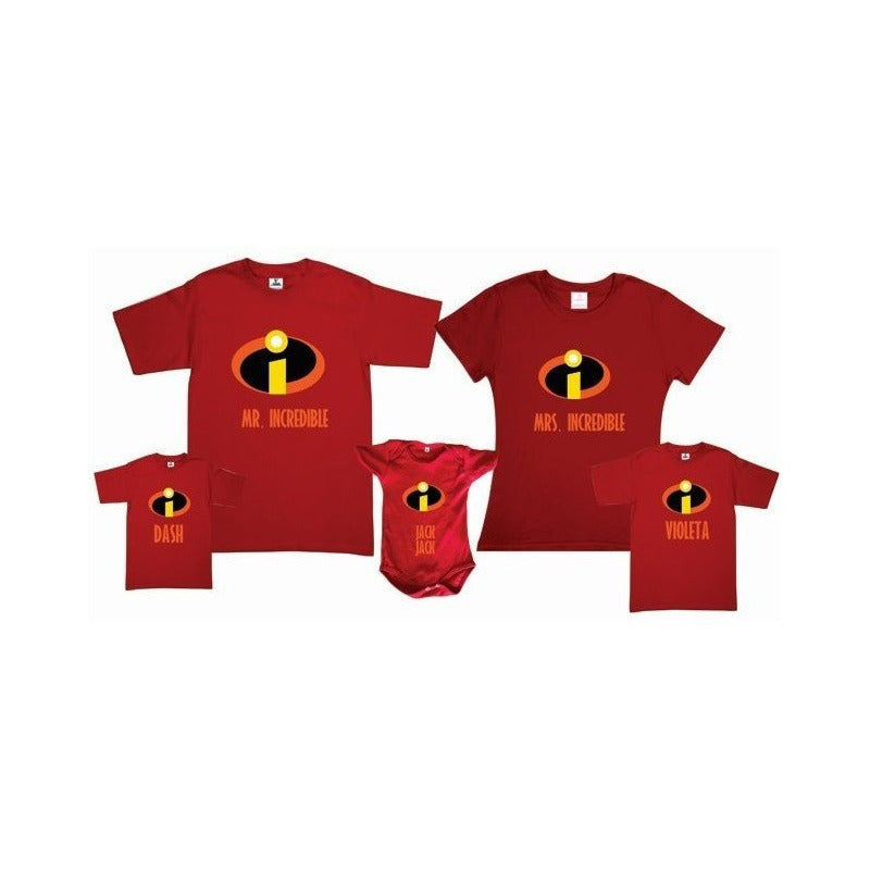 Pkt 7 Playeras Los Increíbles Familia Evento Papa Mama Hijos
