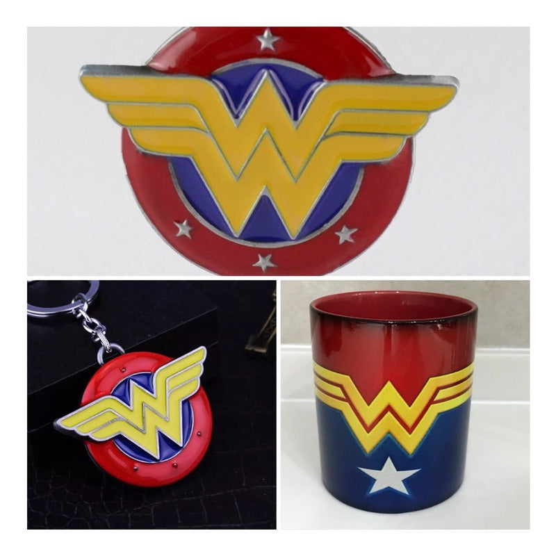 Pkt Taza Y Llavero Wonder Woman Mujer Maravilla