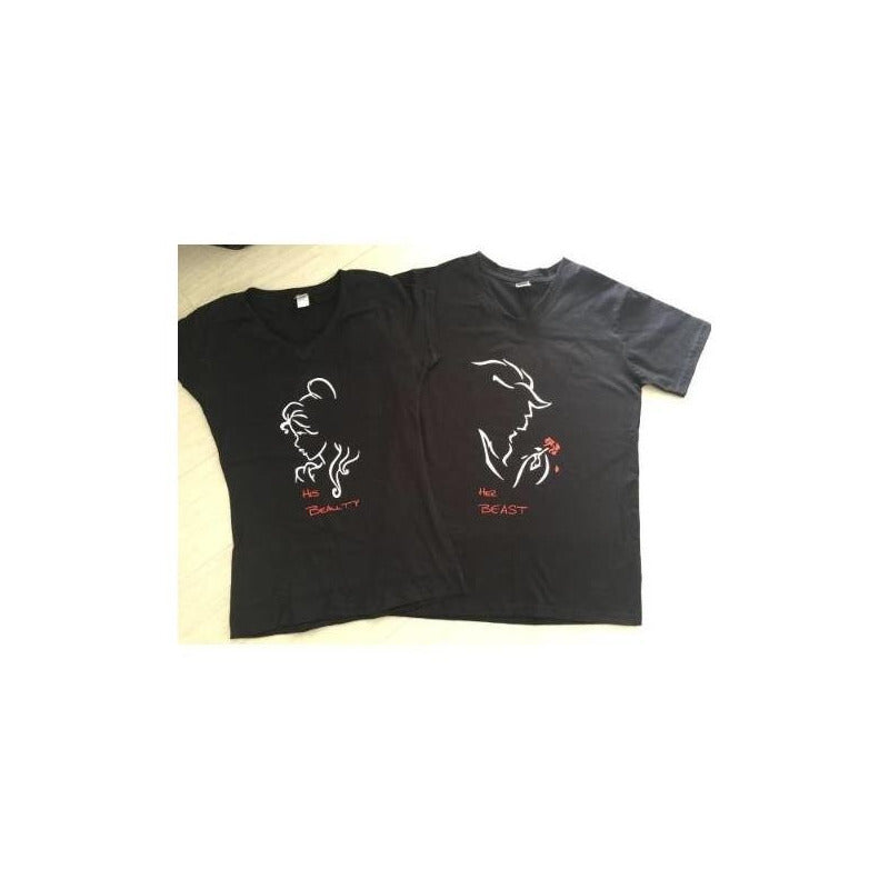 Pkt 3 Playeras Bella Y Bestia Pareja Novios San Valentin