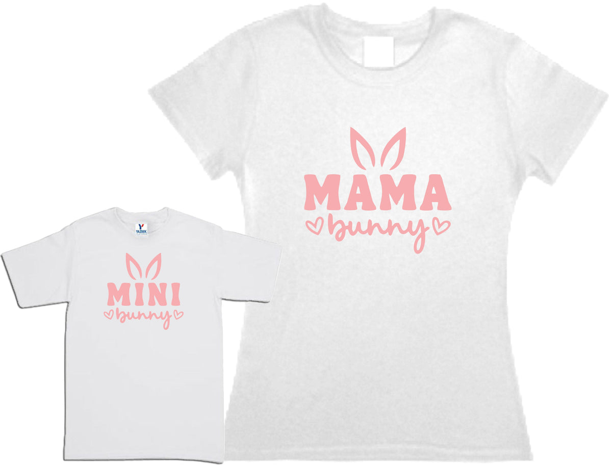 Set 2 Playeras Pascua Mamá Bunny B&R Dia de las Madres Mamá e hijo Familia Evento Duo Mamá e Hija Conejito