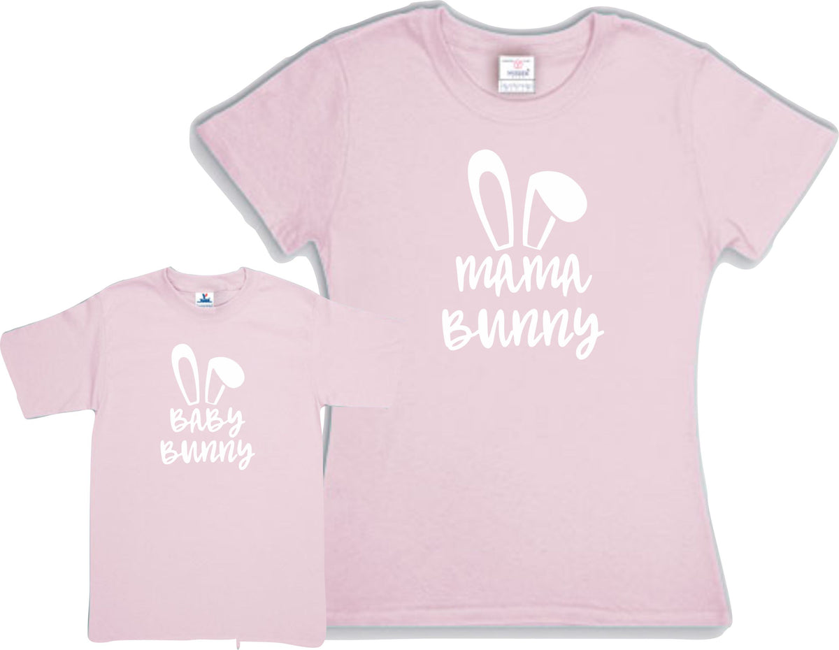 Set 2 Playeras Pascua Mamá Bunny Rosa Dia de las Madres Mamá e hijo Familia Evento Duo Mamá e Hija Conejito