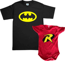Cargar imagen en el visor de la galería, Set Batman & Robin 2 Playeras papa e hijo Dia del Padre Familia Evento Duo Papá e Hijo