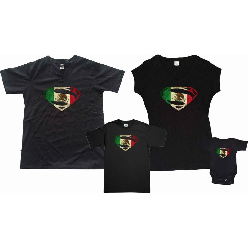 Set 4 Playeras Super Mexicano 15 De Septiembre Evento Fiesta