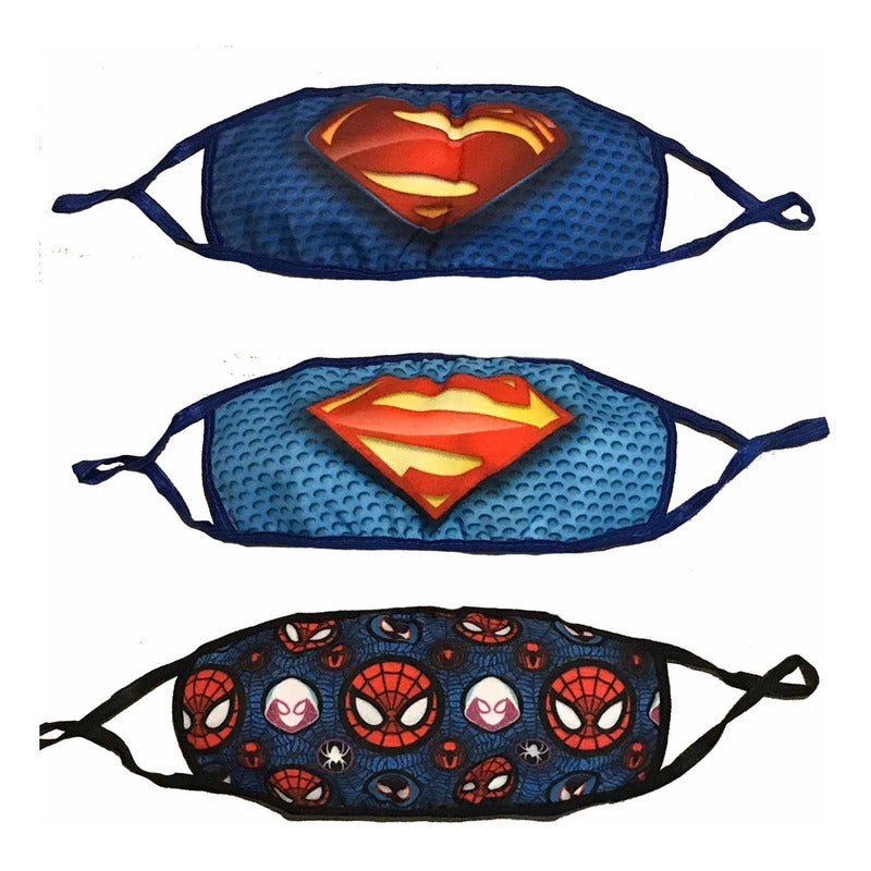 Cubrebocas Superman Azul Rey Tapa Bocas Tela Lavable Dc