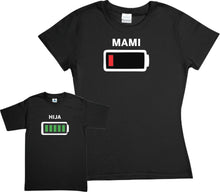 Cargar imagen en el visor de la galería, Pkt Set 2 Playeras Bateria Baja Pila Sin Energia Dia de las Madres Mamá e hijo / hija Familia Evento Duo