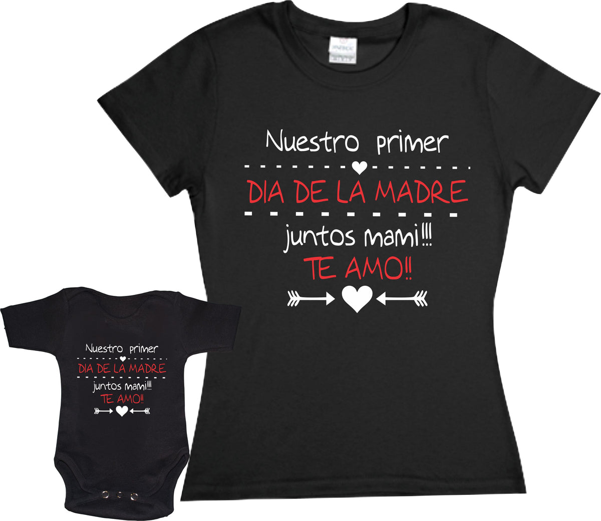 Set 2 playeras Nuestro Primer dia de las Madres juntos Duo Mamá e hijo Familia Evento Baby Shower