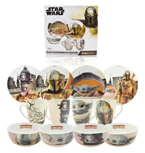 Cargar imagen en el visor de la galería, Vajilla Baby Yoda Mandalorian Star Wars 12 Piezas Porcelana Colección Mando Grogu