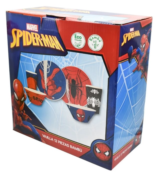 Vajilla Disney Marvel Spiderman Hombre Araña Bambú Colección