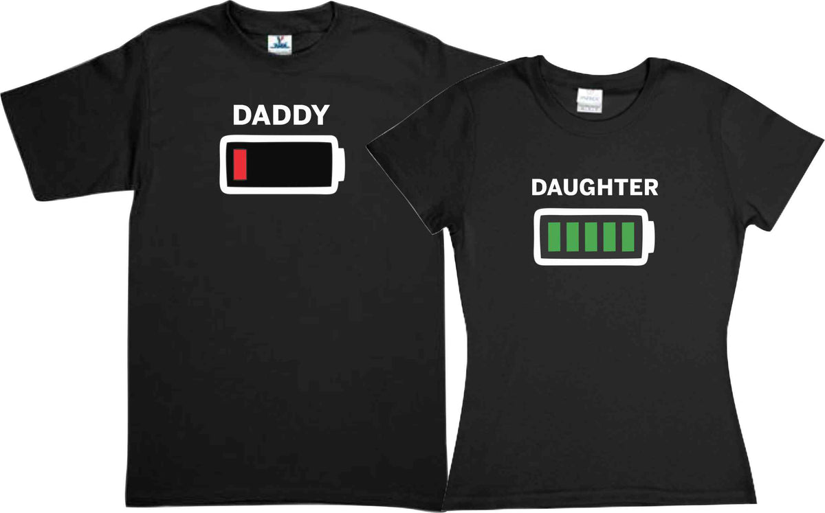 Set 2 Playeras Bateria Baja Pila Sin Energia Dia del Padre papa e hijo Dia del Padre Familia Evento Duo Papá e Hijo