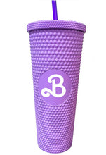 Cargar imagen en el visor de la galería, Vaso Barbie Texturizado Tachuelas con popote termico capacidd 24 onzas