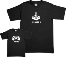 Cargar imagen en el visor de la galería, Set Gamer Player 1 & 2 2 Playeras papa e hijo Dia del Padre Familia Evento Duo Papá e Hijo