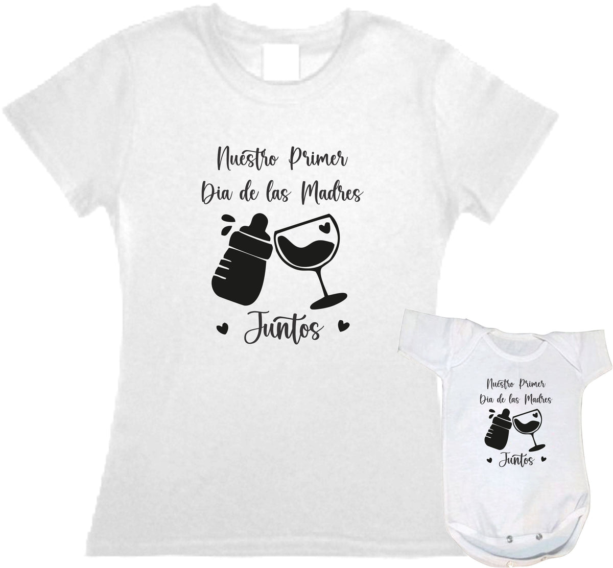 Set 2 playeras Nuestro Primer dia de las Madres Juntos Duo Mamá e hijo Familia Evento