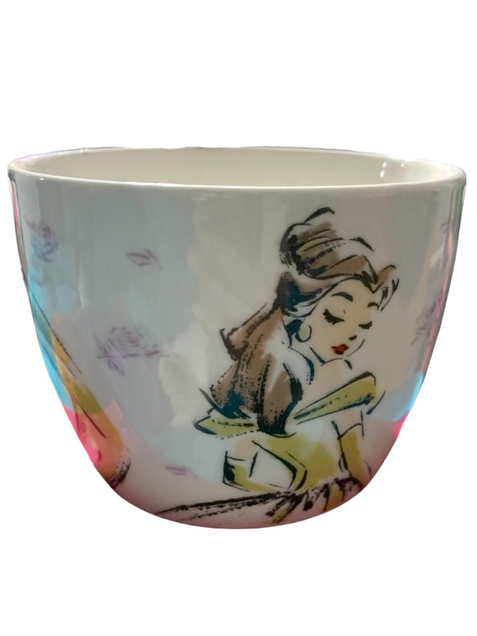 Princesas Disney Taza de Porcelana con Tapa, Cuchara y Caja de Regalo 580 ml Cenicienta, Raspunzel y Bella Tarro