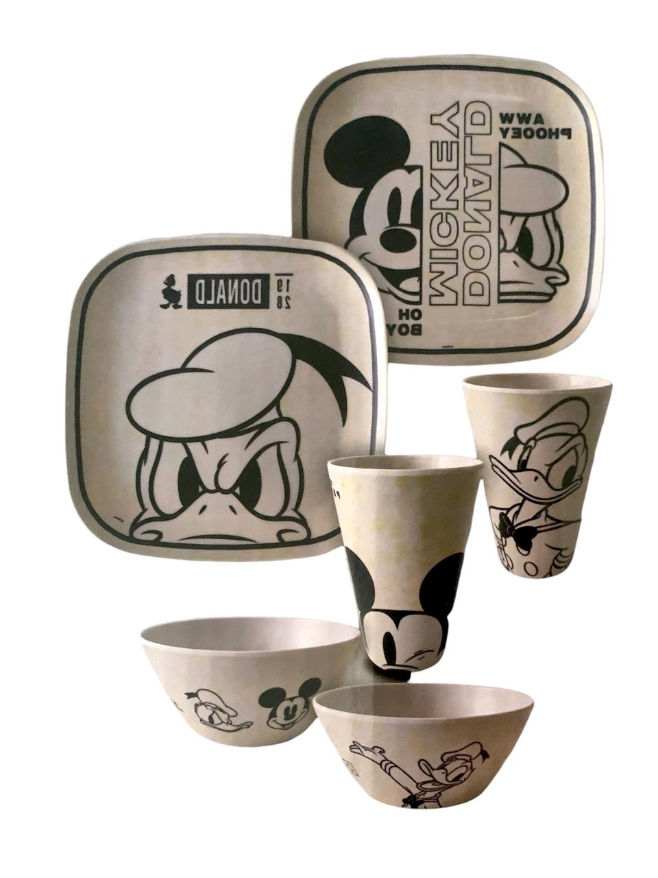 Vajilla Mickey Mouse & Pato Donald de Bambu 12 piezas