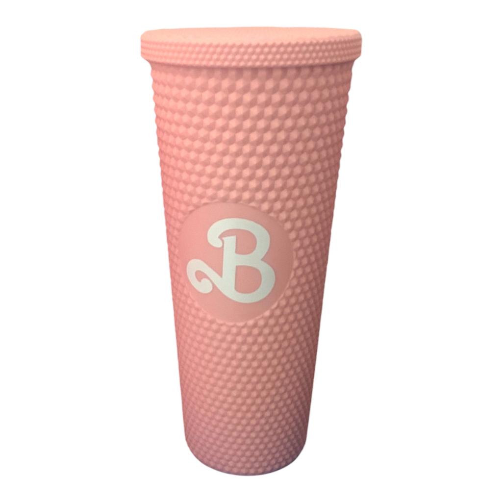 Vaso  Barbie Texturizado Tachuelas con popote termico capacidd 24 onzas