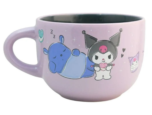 Tazon Kuromi & Baku Taza Jumbo Bitono De Cerámica Sanrio, Color Lila y Negro, Capacidad 820 Ml