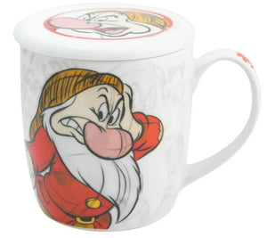 Gruñon Taza con tapa de Cermica Grumpy Blanca Nieves Capacidad 385ml con Caja de Regalo