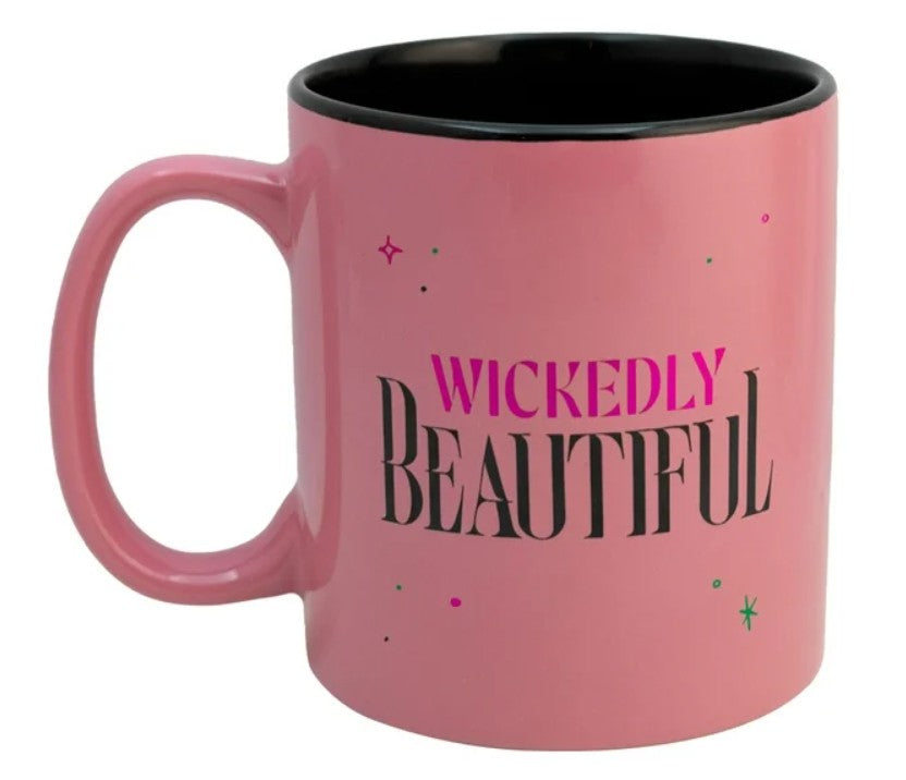 Wicked Taza Grande Metalizada De Cerámica Tarro Bitono Rosa Exterior Negra Interior Capacidad 591 Ml