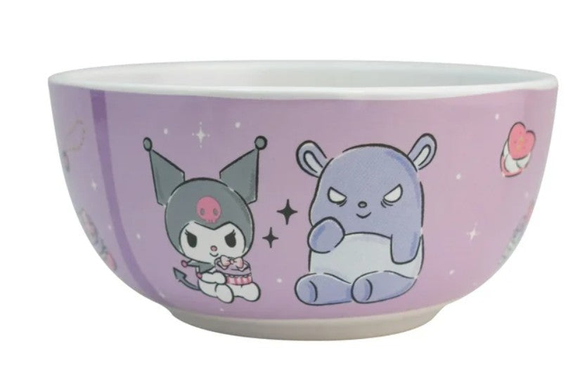 Kuromi Set Desayuno Individual, Taza & Tazon Vajilla Porcelana 2 Piezas, Sanrio con Caja de Regalo