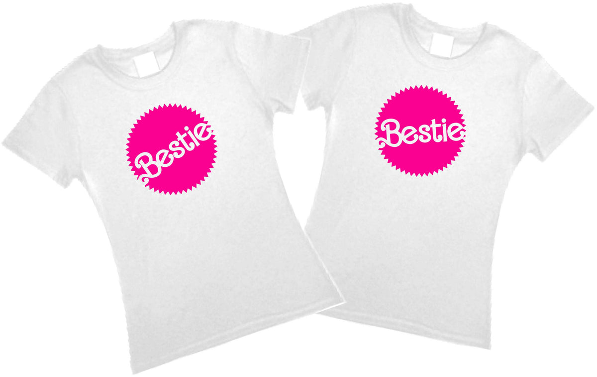 Set 2 Playeras Bestie Barbie Amistad Dama / Caballero / Infantil Fiesta Cosplay San Valentin