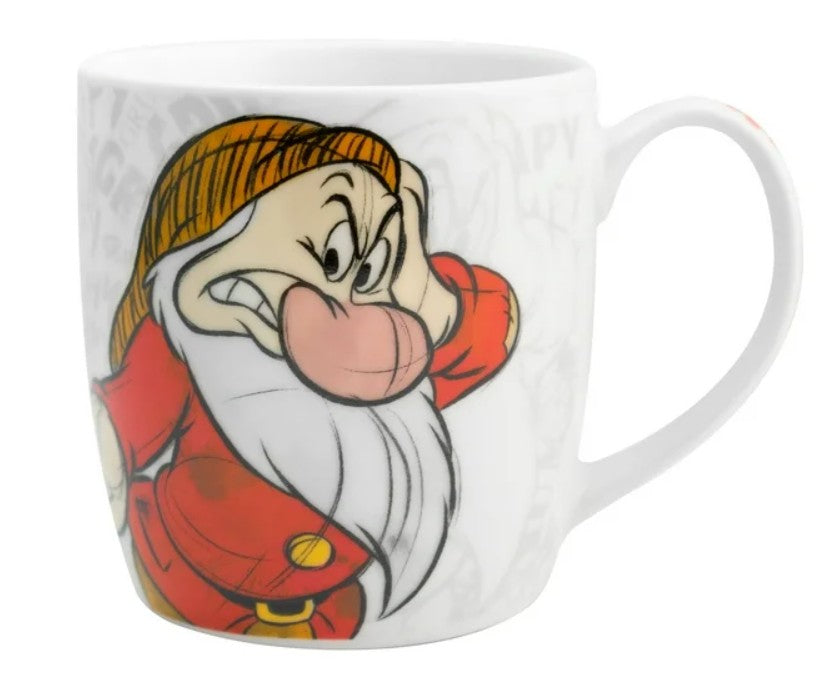 Gruñon Taza con tapa de Cermica Grumpy Blanca Nieves Capacidad 385ml con Caja de Regalo