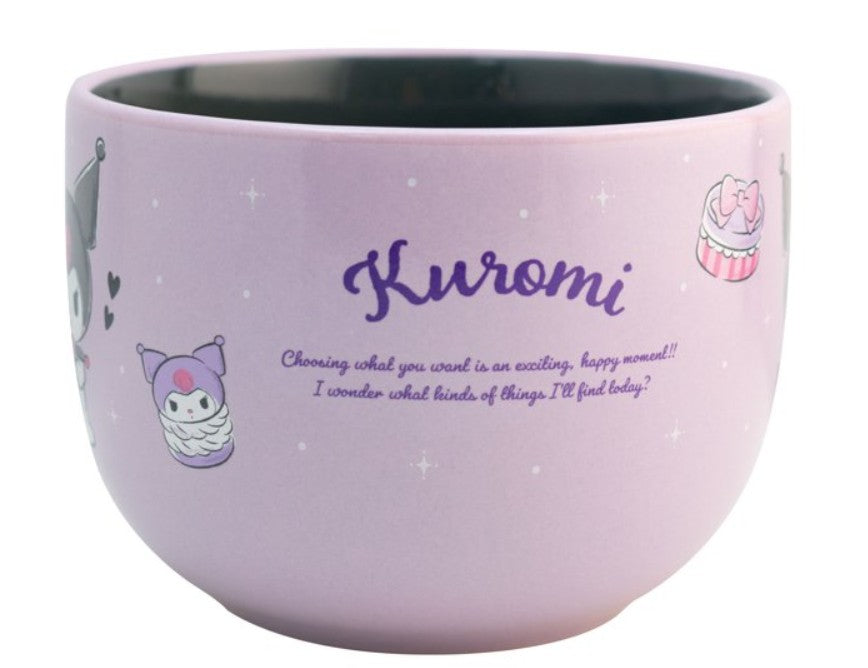 Tazon Kuromi & Baku Taza Jumbo Bitono De Cerámica Sanrio, Color Lila y Negro, Capacidad 820 Ml