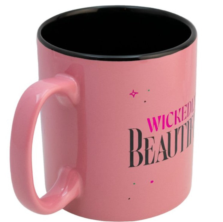 Wicked Taza Grande Metalizada De Cerámica Tarro Bitono Rosa Exterior Negra Interior Capacidad 591 Ml