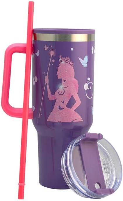 Wicked  Termo Alto Doble Pared Con Asa Y Popote Glinda, Capacidad 1.2 L
