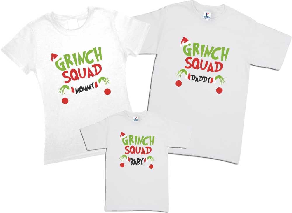 Set Grinch Squad 3 playeras Navidad Familia Evento Fiesta