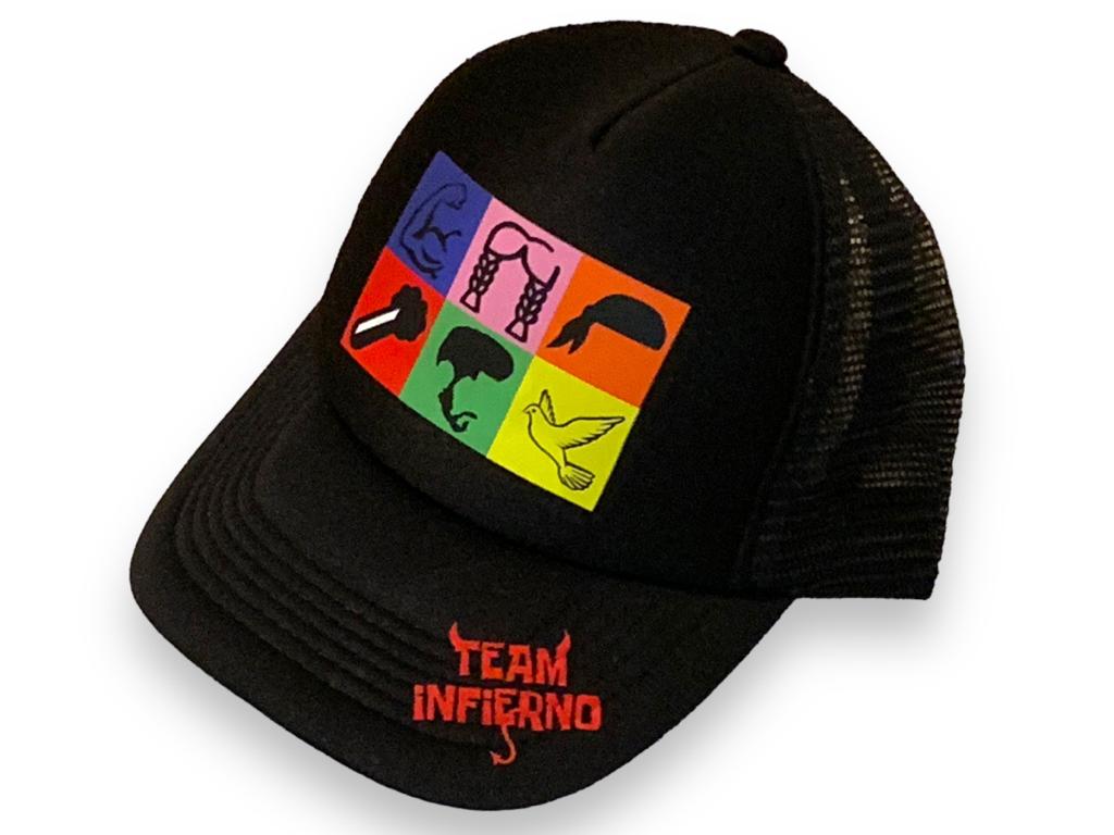Gorra Team Infierno La Casa de los famosos tipo trucker malla