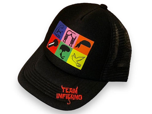 Gorra Team Infierno La Casa de los famosos tipo trucker malla