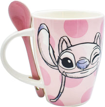 Cargar imagen en el visor de la galería, Stitch Juego de 2 Tazas de Pareja con cucharas Disney Lilo &amp; Stitch Tarros de Ceramica capacidad 310 ml Novios Dia de San Valentin Dia del Amor
