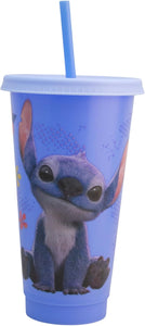 Stitch Vaso azul Obscuro de plastico con tapa y popote, vaso para niños escolar, vaso para agua, jugos, sodas. (Copia)