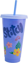 Cargar imagen en el visor de la galería, Stitch Vaso azul Obscuro de plastico con tapa y popote, vaso para niños escolar, vaso para agua, jugos, sodas. (Copia)
