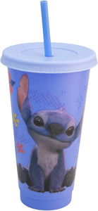 Stitch Vaso azul Obscuro de plastico con tapa y popote, vaso para niños escolar, vaso para agua, jugos, sodas. (Copia)