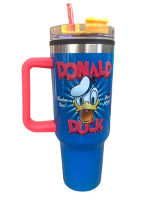 Pato Donald  Termo Alto Doble Pared Con Asa Y Popote, 90 Aniversario, Capacidad 1.2 L