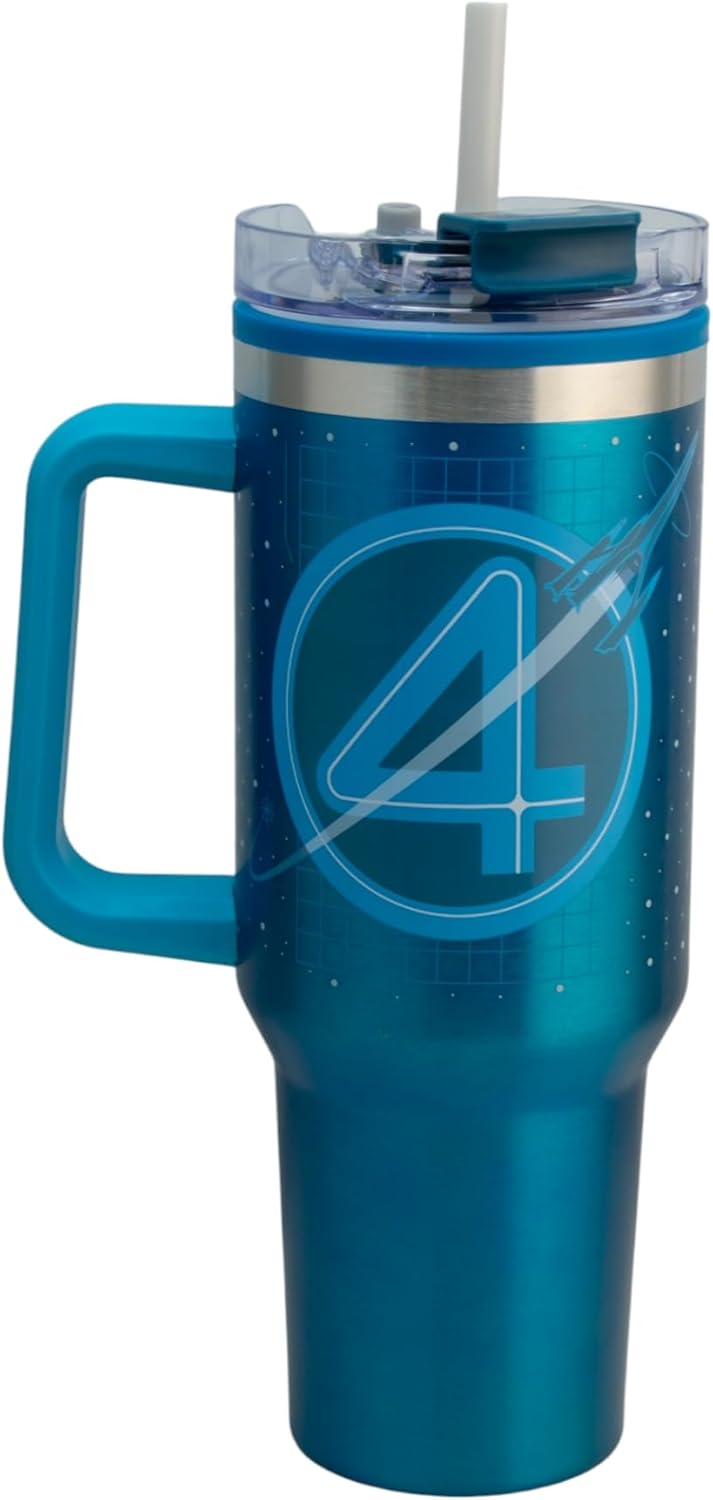 4 Fantasticos Termo Alto doble pared con tapa hermetica Marvel capacidad 1.2L