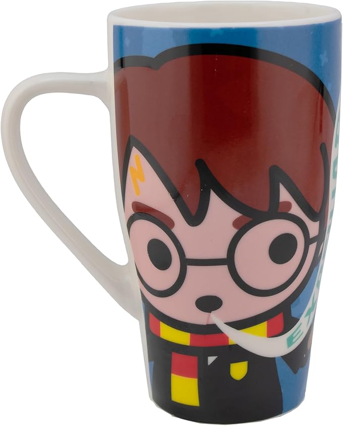 Taza Grande Harry Potter de Porcelana, Warner Bros Chibi Tarro Largo Para Bebidas Calientes con Asa Ergonómica Capacidad Capacidad 600 mililitros